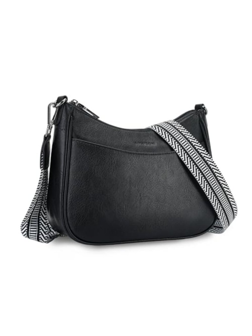 Leather Crossbody Bag with Adjustable Strap & Zipper Closure